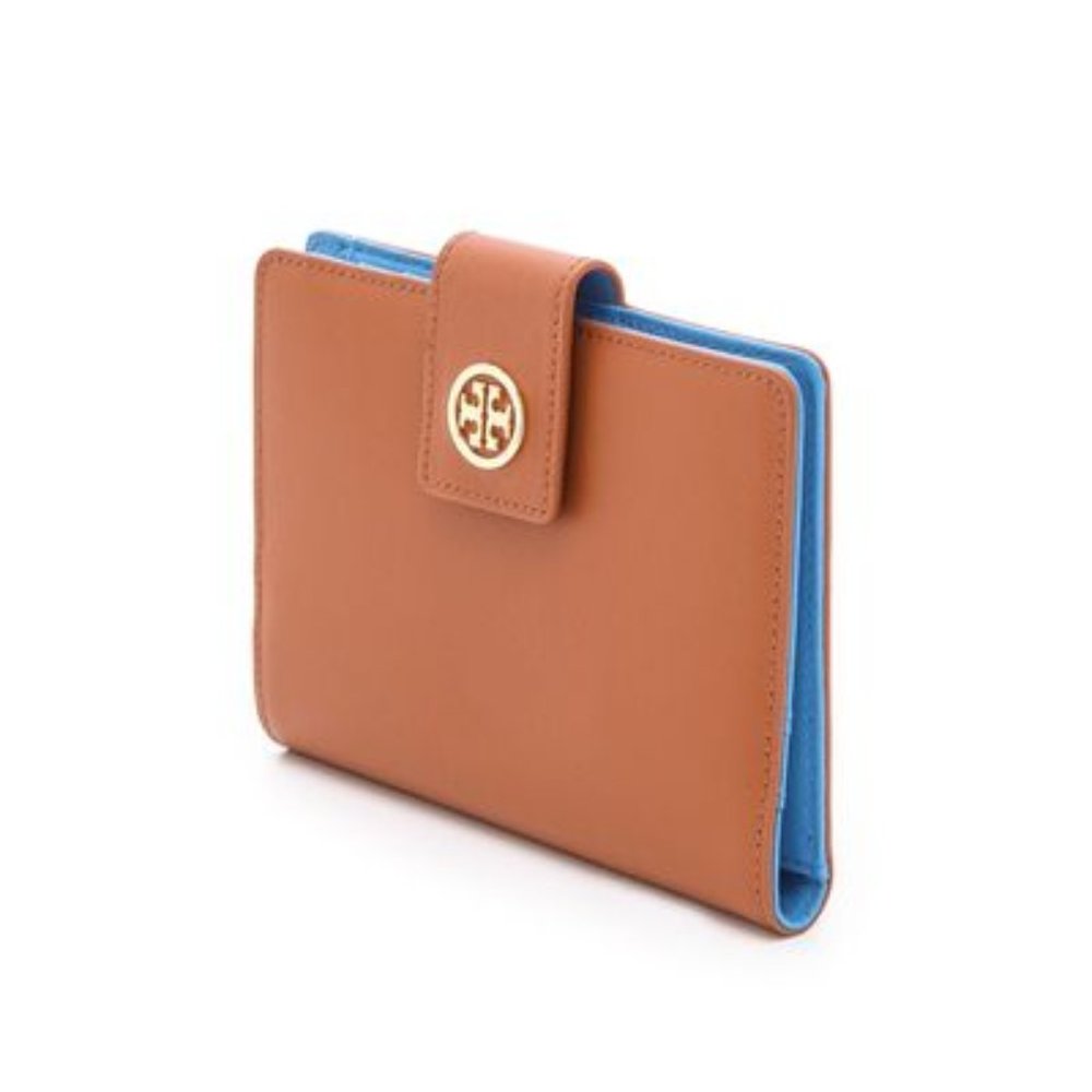 Tory Burch Brown Robinson Large Passport Holder